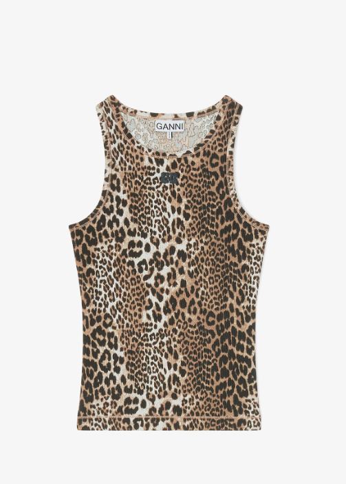 Camiseta tirantes Ganni leopardo